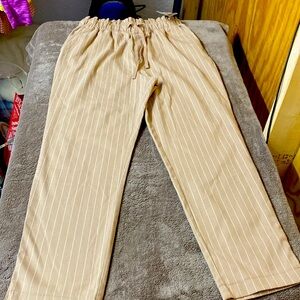 Abercrombie & Fitch Tan Striped Trousers